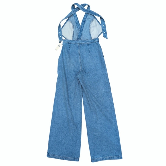 NWT Anthropologie ETICA Denim Emel Carpenter Jumpsuit Denim Small - Picture 8 of 11